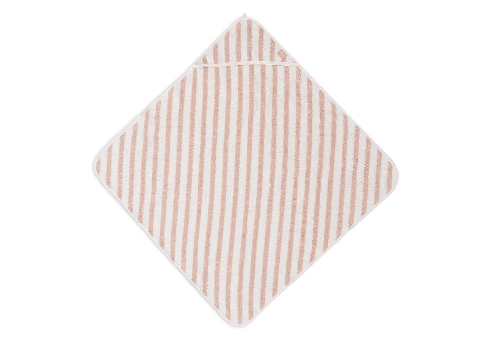 Jollein Kapuzenhandtuch 75x75cm Stripe Terry Wild Rose GOTS