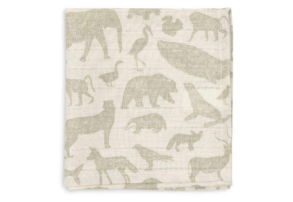Jollein Spucktücher Hydrophil 31x31cm Animals Olive Green (3pack) Riesige Rabatte