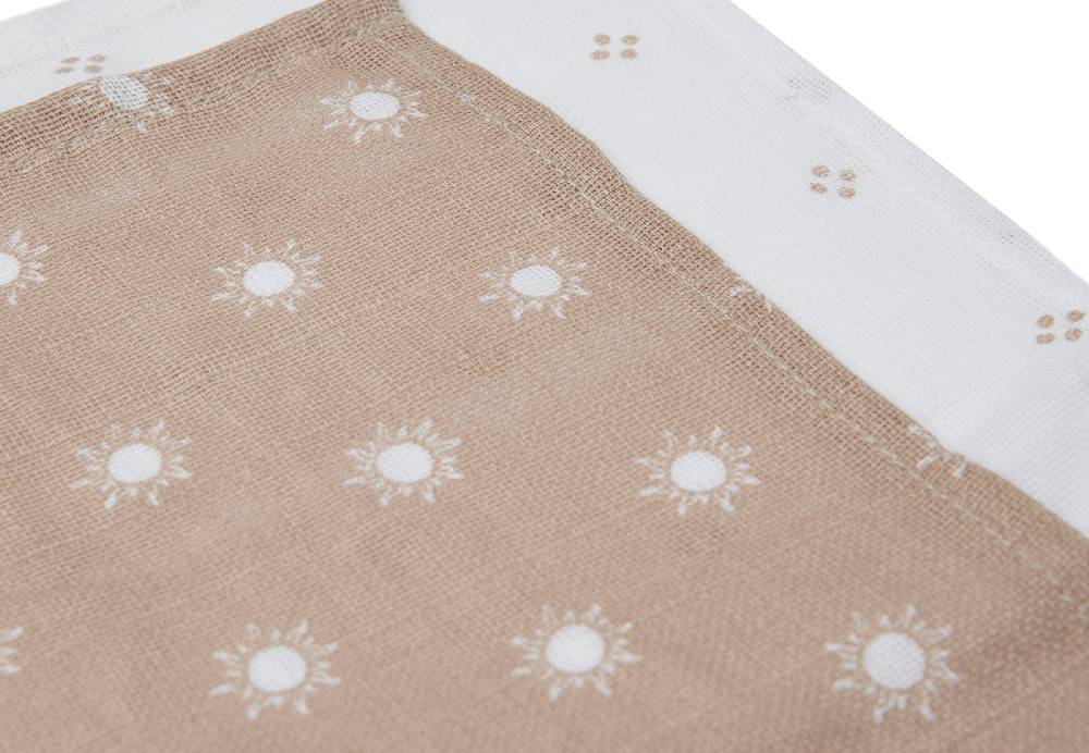 Jollein Spucktuch Musselin Pointelle Sun - Biscuit - GOTS - 2 Stück 50% Rabatt mit kostenlosem Versand