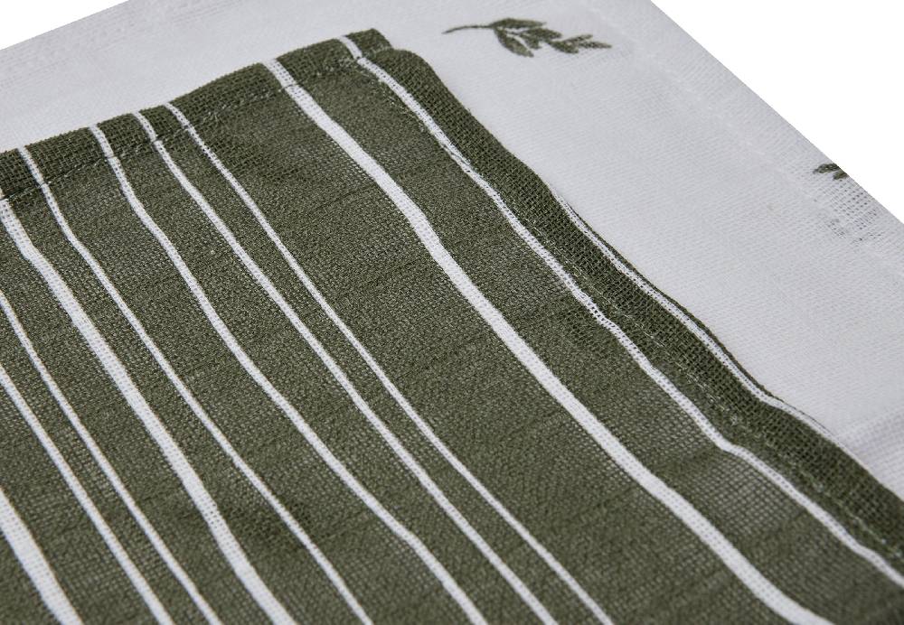 Jollein Spucktücher Hydrophill Stripe Olive Leaf Green GOTS (2p) Begrenzt auf 3 Tage