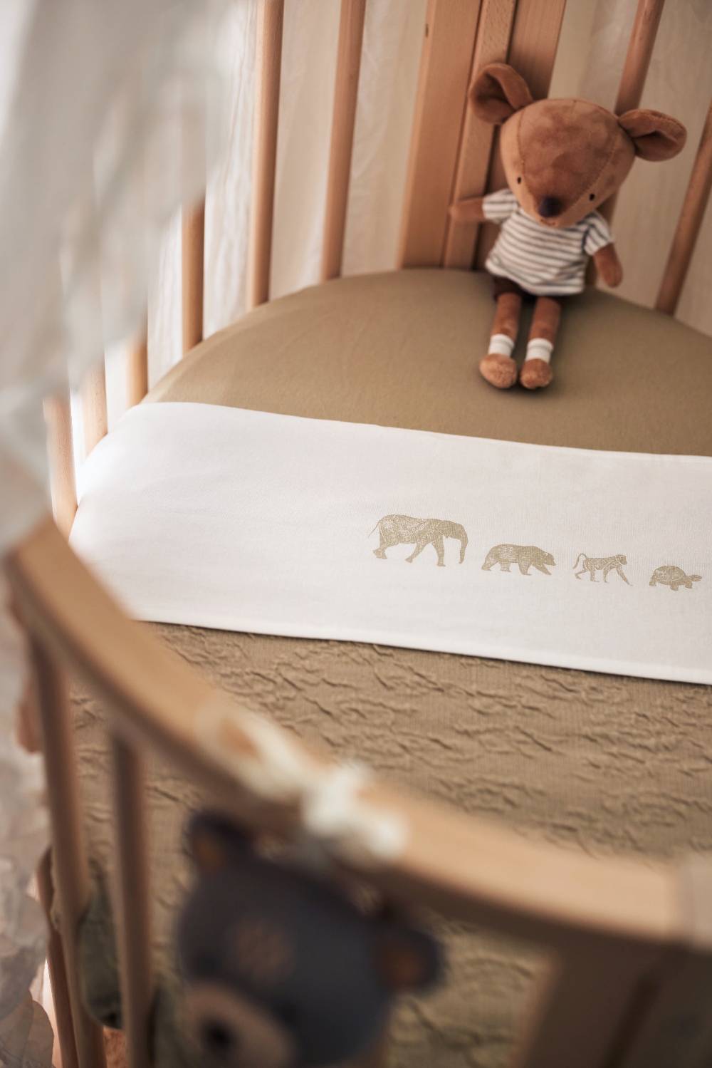 Jollein Bettlaken Wiege 75x100cm Animals Olive Green Exklusive Angebote
