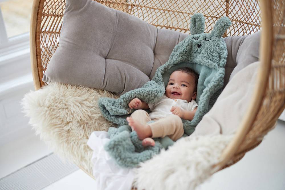 Jollein Einschlagdecke für Babyschale Bunny Ash Green Exklusive Angebote
