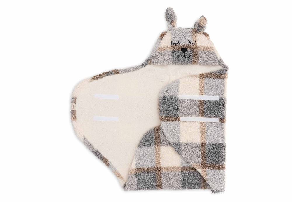 Jollein Einschlagdecke für Babyschale Bunny Check - Boucle Neuheiten