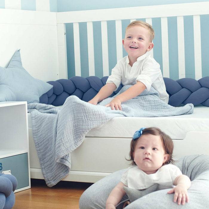 Nordic Coast Company Bettschlange geflochten Blau Jersey Meist gekauft