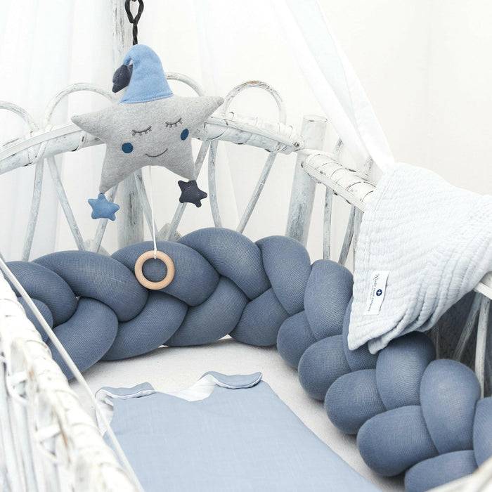 Nordic Coast Company Bettschlange geflochten Blau Strick 180cm Exklusivangebot