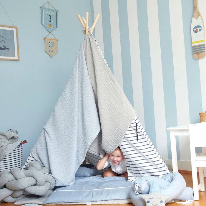 Nordic Coast Company Musselin Decke Blau Large zollfrei