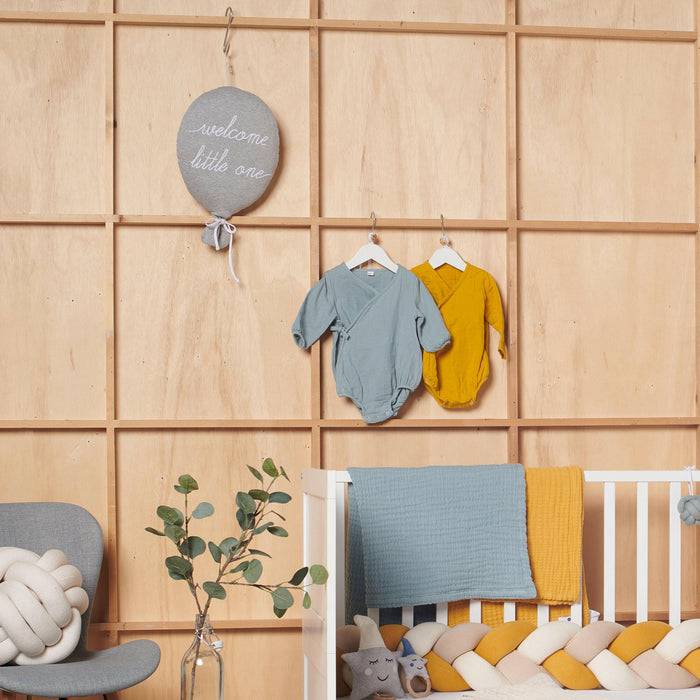 Nordic Coast Company Ballon-Kissen "Welcome Little One" Grau Online Outlet