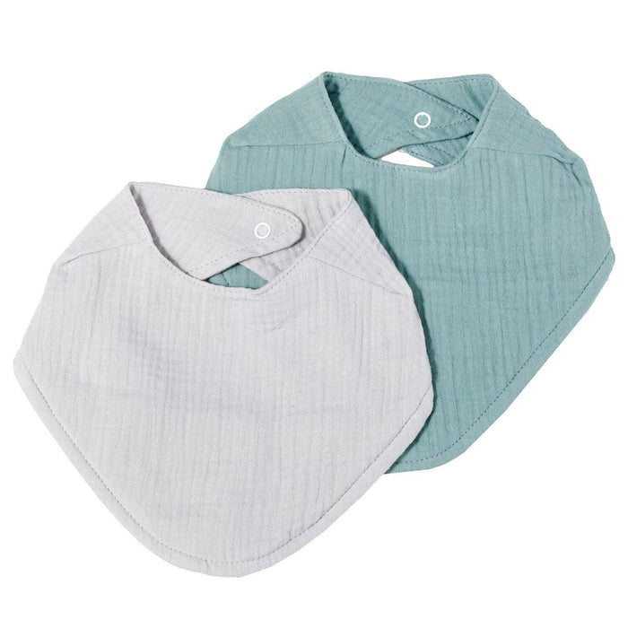 Nordic Coast Company Musselin Lätzchen-Set Grau & Mint