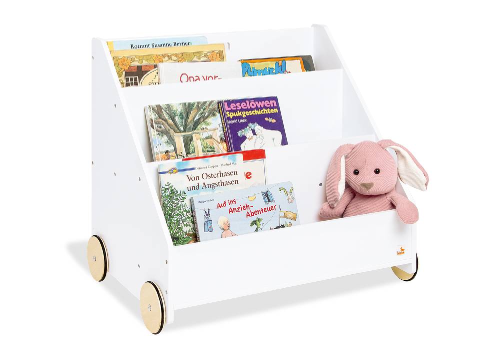 Pinolino Kinderbücherregal mit Rollen 'Lasse', weiß