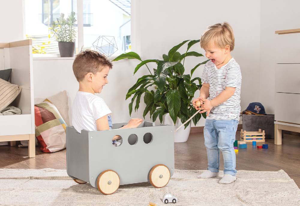 Pinolino Spielzeugkiste mit Rollen 'Jim', grau 2025