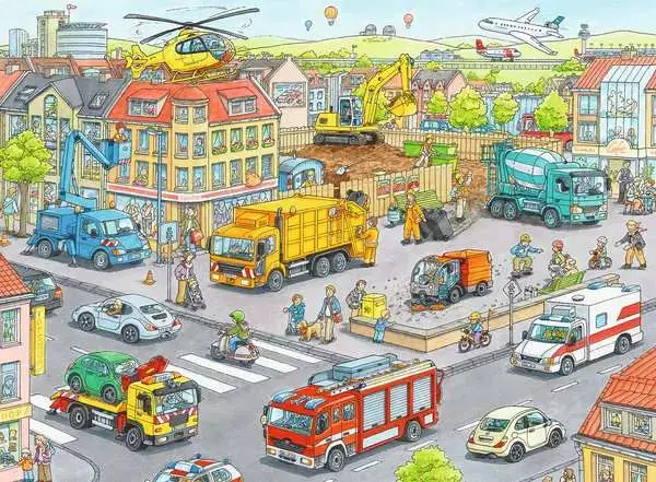Ravensberger Matratzen Kinderpuzzle ab 6 Jahren - Fahrzeuge in der Stadt - 100 Teile 50% Rabatt mit kostenlosem Versand