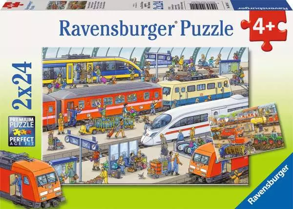 Ravensberger Matratzen Kinderpuzzle ab 4 Jahren - Trubel am Bahnhof - 24 Teile