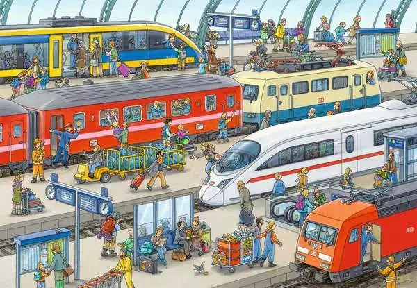 Ravensberger Matratzen Kinderpuzzle ab 4 Jahren - Trubel am Bahnhof - 24 Teile Rabatt