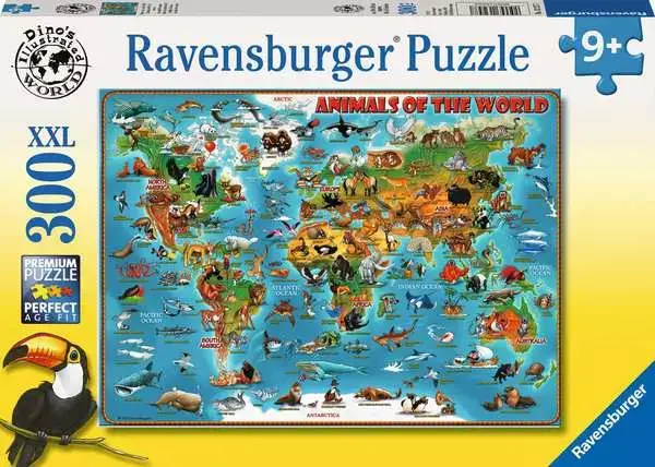 Ravensberger Matratzen Kinderpuzzle ab 9 Jahren - Tiere rund um die Welt - 300 Teile