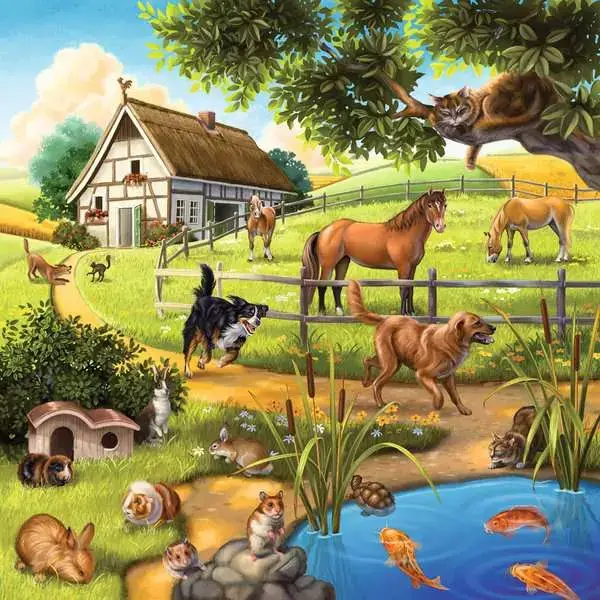 Ravensberger Matratzen Kinderpuzzle ab 5 Jahren - Wald-/Zoo-/Haustiere - 49 Teile Nur für heute