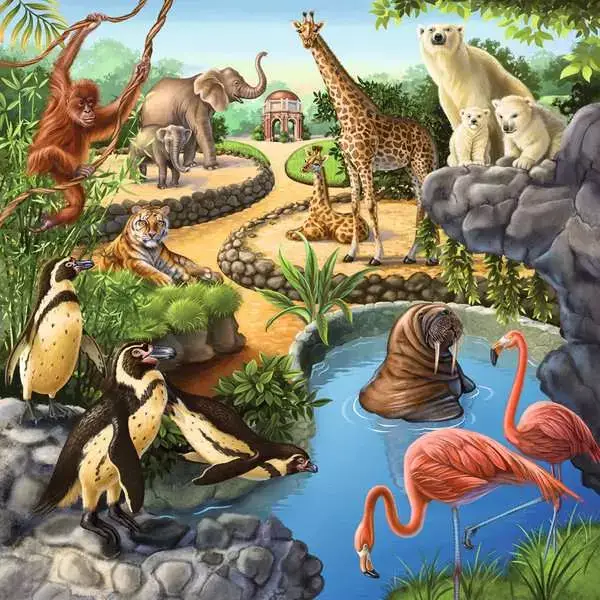 Ravensberger Matratzen Kinderpuzzle ab 5 Jahren - Wald-/Zoo-/Haustiere - 49 Teile Nur für heute