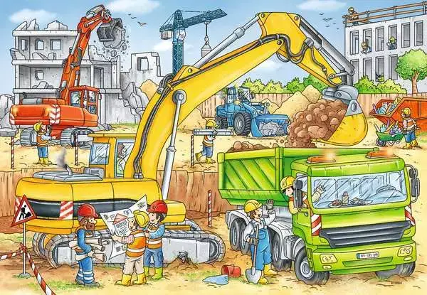 Ravensberger Matratzen Kinderpuzzle ab 4 Jahren - Viel zu tun auf der Baustelle - 24 Teile Limitierter Zeitrabatt