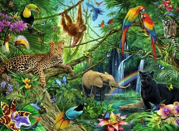 Ravensberger Matratzen Kinderpuzzle ab 8 Jahren - Tiere im Dschungel - 200 Teile Letzter Tag