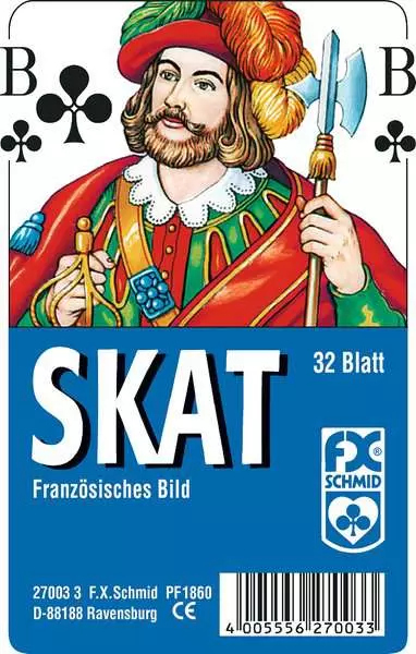 Ravensberger Matratzen Klassisches Skatspiel, Französisches Bild, 32 Karten in Klarsicht-Box - Kartenspiel ab 8 Jahren 50% Rabatt für begrenzte Zeit
