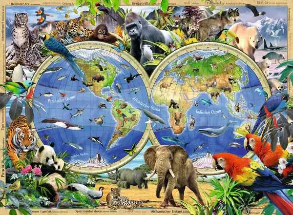 Ravensberger Matratzen Kinderpuzzle ab 6 Jahren - Tierisch um die Welt - 100 Teile zollfrei