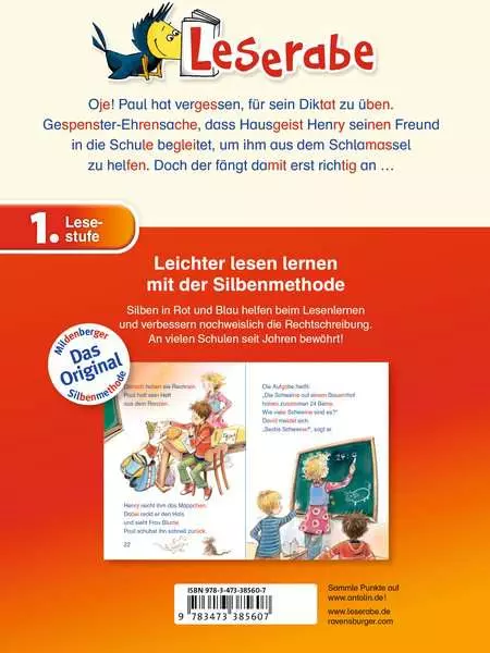 Ravensberger Matratzen Leserabe mit Mildenberger Silbenmethode: Das kleine Gespenst geht in die Schule Muttertagsangebot