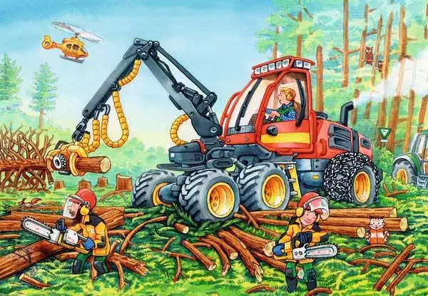 Ravensberger Matratzen Kinderpuzzle ab 4 Jahren - Bagger und Waldtraktor - 24 Teile Fabrikladen