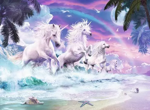 Ravensberger Matratzen Kinderpuzzle ab 7 Jahren - Einhörner am Strand - 150 Teile Kauf eins, bekomm eins gratis