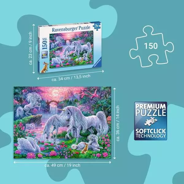 Ravensberger Matratzen Kinderpuzzle ab 7 Jahren - Einhörner im Abendrot - 150 Teile Letzte 2 Tage