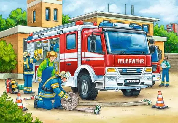 Ravensberger Matratzen Kinderpuzzle ab 3 Jahren - Polizei und Feuerwehr - 12 Teile Letzter Tag