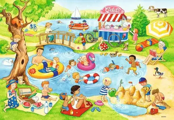 Ravensberger Matratzen Kinderpuzzle ab 4 Jahren - Freizeit am See - 24 Teile Blitzangebot