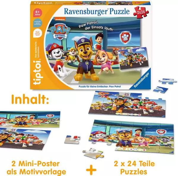 Ravensberger Matratzen Kinderpuzzle ab 4 Jahren - tiptoi® Puzzle für kleine Entdecker: Paw Patrol - 24 Teile Günstig kaufen