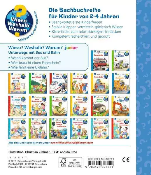 Ravensberger Matratzen Ravensburger Wieso? Weshalb? Warum? junior, Band 63: Unterwegs mit Bus und Bahn Günstig kaufen