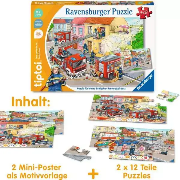 Ravensberger Matratzen Kinderpuzzle ab 3 Jahren - tiptoi® Puzzle für kleine Entdecker: Rettungseinsatz - 12 Teile Valentinstagsangebot