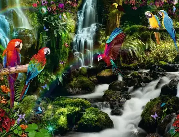 Ravensberger Matratzen Puzzle 2000 Teile - Bunte Papageien im Dschungel Riesige Ersparnisse