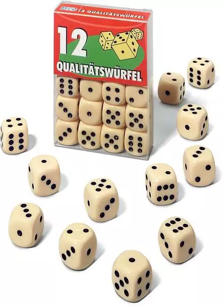 Ravensberger Matratzen 12 Qualitätswürfel in Klarsichtbox - Würfelspiel ab 8 Jahren Muttertagsangebot