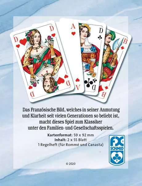 Ravensberger Matratzen Rommé Bridge Canasta - Kartenspiel ab 8 Jahren Kostenloser Versand international