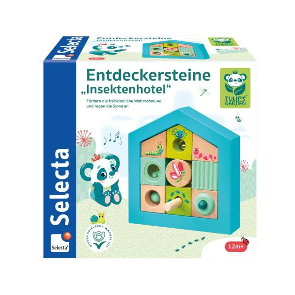 Schmidt Spiele TULIP'S GARDEN by SELECTA® Kleinkindwelt: Entdeckersteine Insektenhotel, 11 Teile Begrenztes Angebot