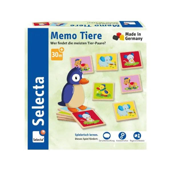 Schmidt Spiele Memo Tiere, Legespiel aus Holz, 24 Teile Neueste Mode