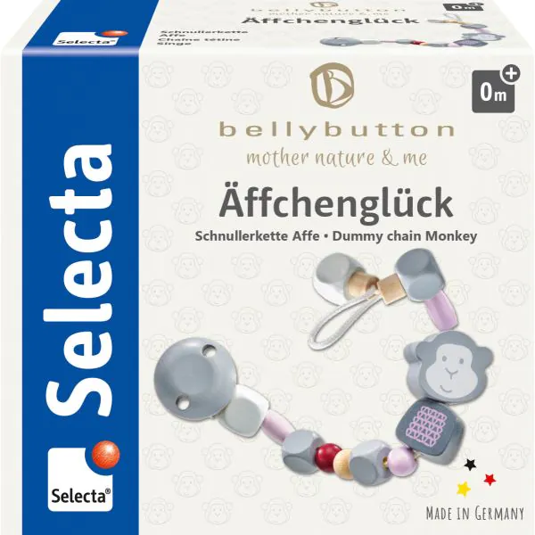 Schmidt Spiele bellybutton: Äffchenglück, rosa, Schnullerkette, 22 cm Super Sparpreis