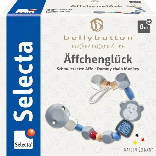 Schmidt Spiele bellybutton: Äffchenglück, blau, Schnullerkette, 22 cm Wochenangebot
