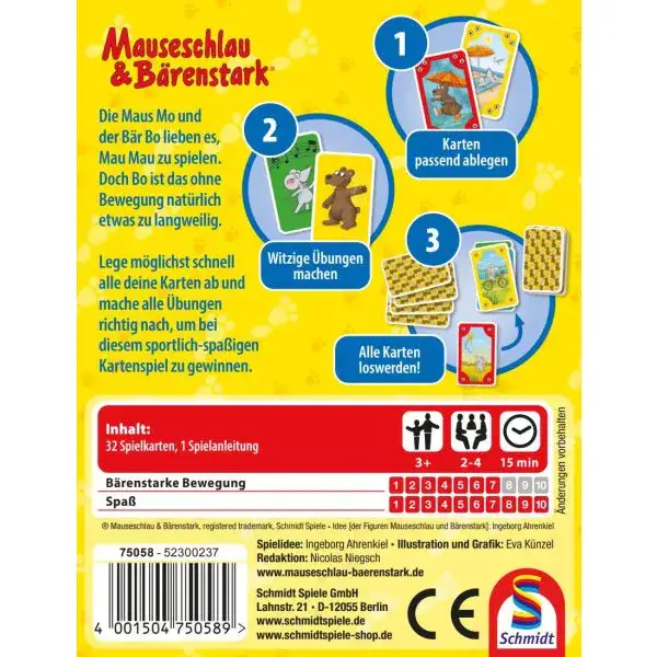 Schmidt Spiele Mauseschlau & Bärenstark: Bewegungs-Mau Mau, Kinderkartenspiel JETZT KAUFEN
