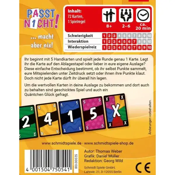 Schmidt Spiele Passt nicht!, Kartenspiel Letzter Tag