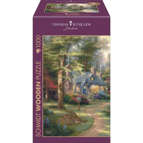 Schmidt Spiele Thomas Kinkade Studios: Dorf am See, 1.000 Teile Holzpuzzle Tiefpreis