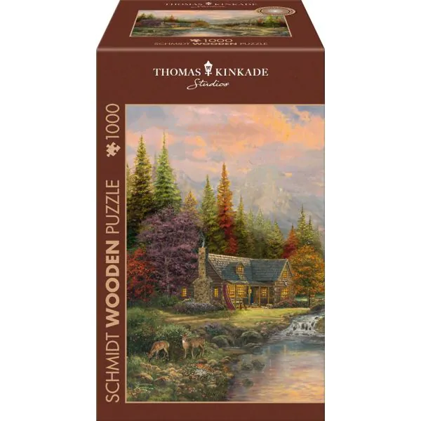 Schmidt Spiele Thomas Kinkade Studios: Bergkulisse mit Bach, 1.000 Teile Holzpuzzle Super Sparpreis