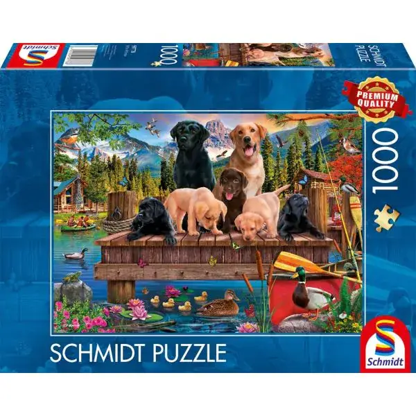 Schmidt Spiele Hundefamilie am See, 1.000 Teile Puzzle Sonderangebot der Fabrik