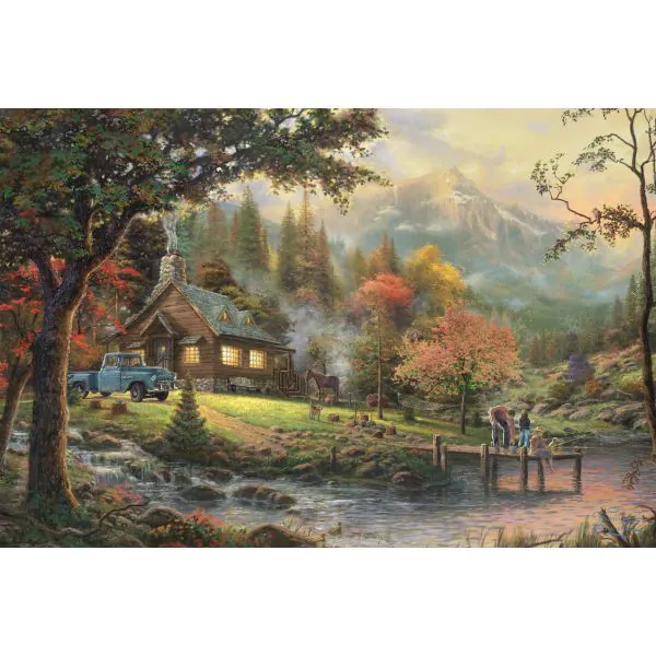 Schmidt Spiele Thomas Kinkade: Idylle am Fluss, 500 Teile Puzzle Günstiger Verkauf