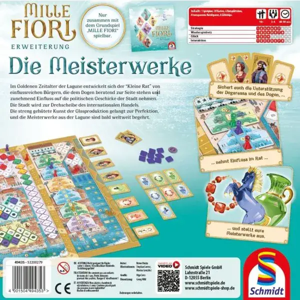 Schmidt Spiele Mille Fiori, Die Meisterwerke – Erweiterung , Familienspiel Lagerräumung