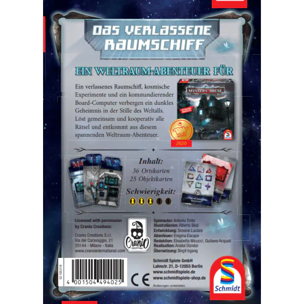 Schmidt Spiele Mystery House, Das verlassene Raumschiff, 2. Erweiterung, Familienspiel Bestseller