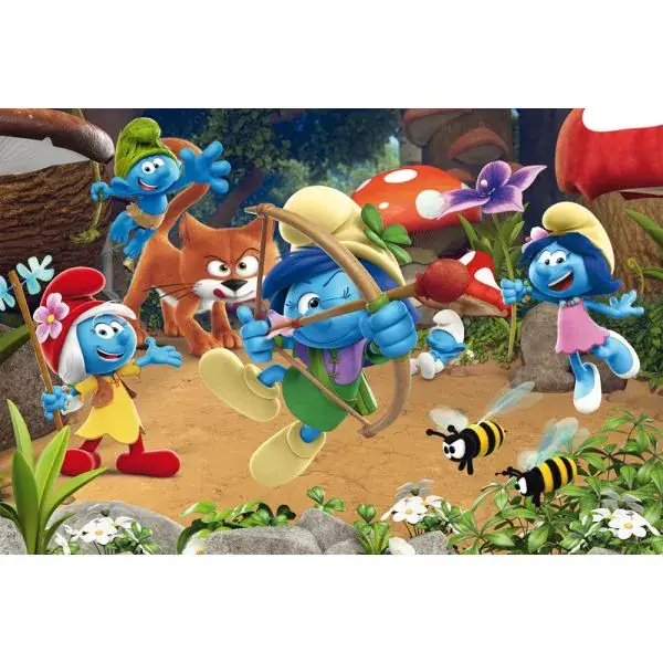 Schmidt Spiele Die Schlümpfe: Azrael in Schlumpfhausen, 60 Teile Kinderpuzzle mit Add-on Fabrikverkauf