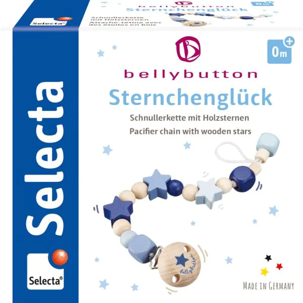 Schmidt Spiele bellybutton: Schnullerkette Sternchenglück blau Nur für heute